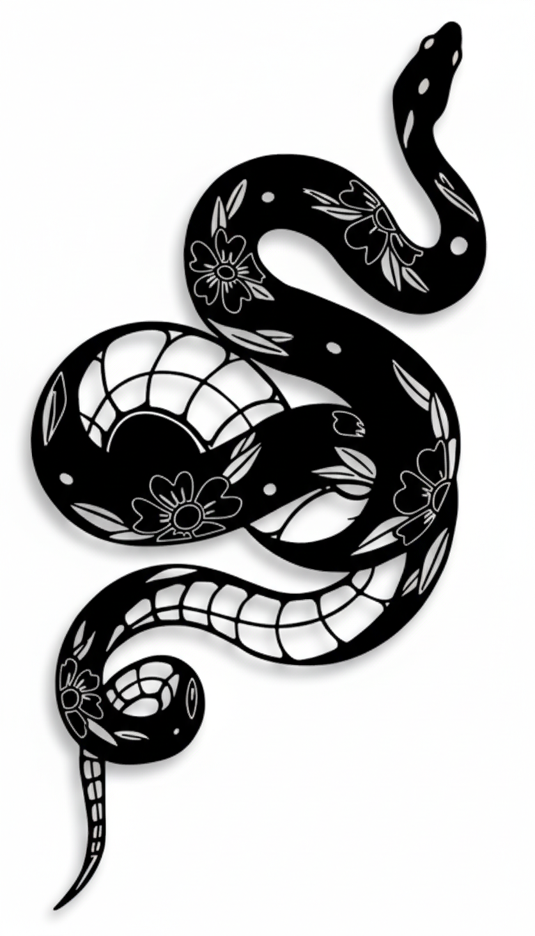 Botanical Snake Tattoo