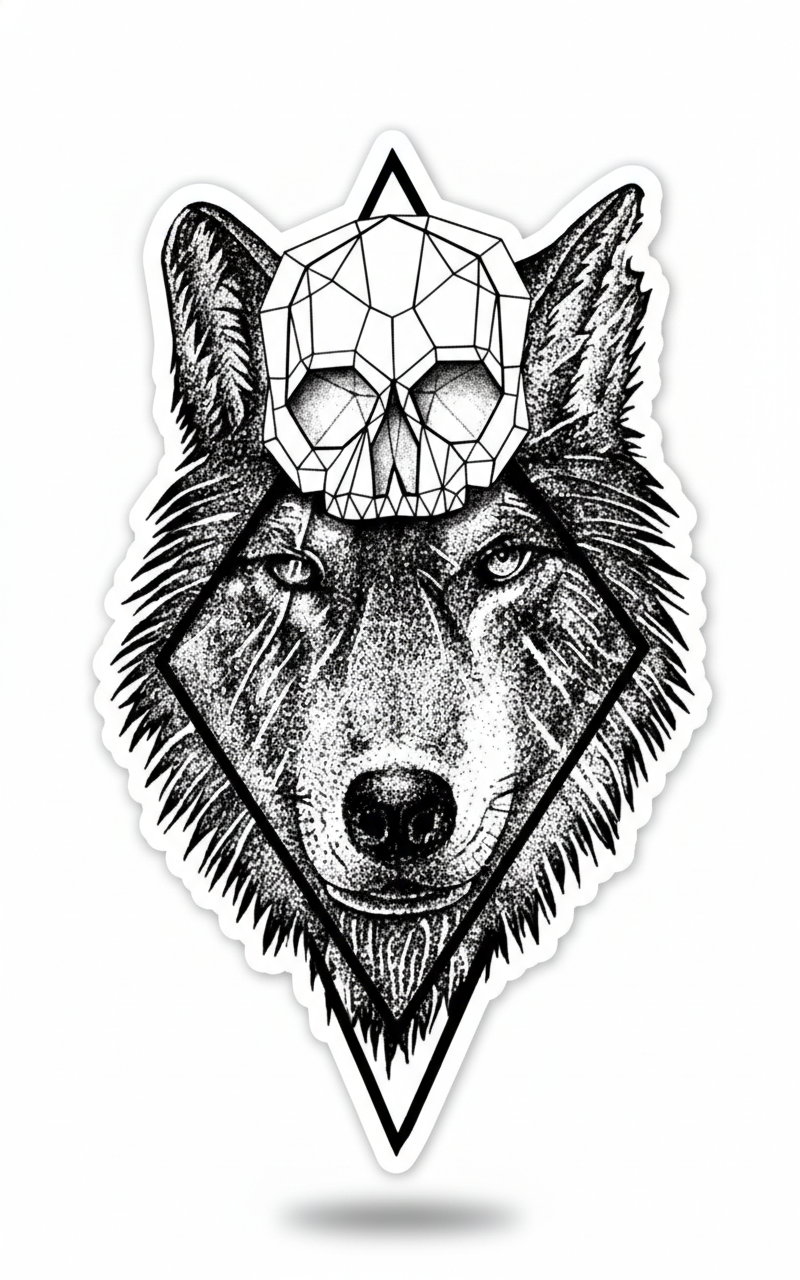 Geometric Wolf Skull