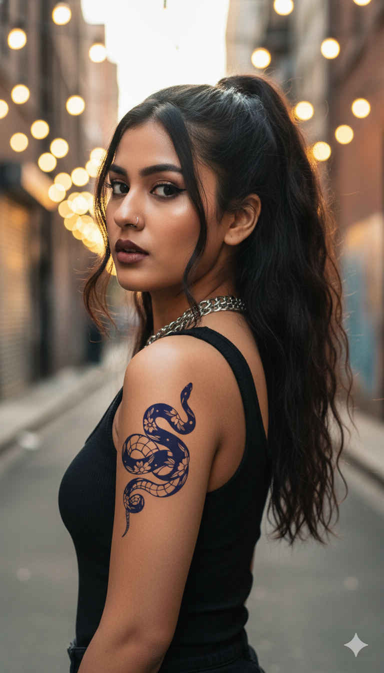 Botanical Snake Tattoo