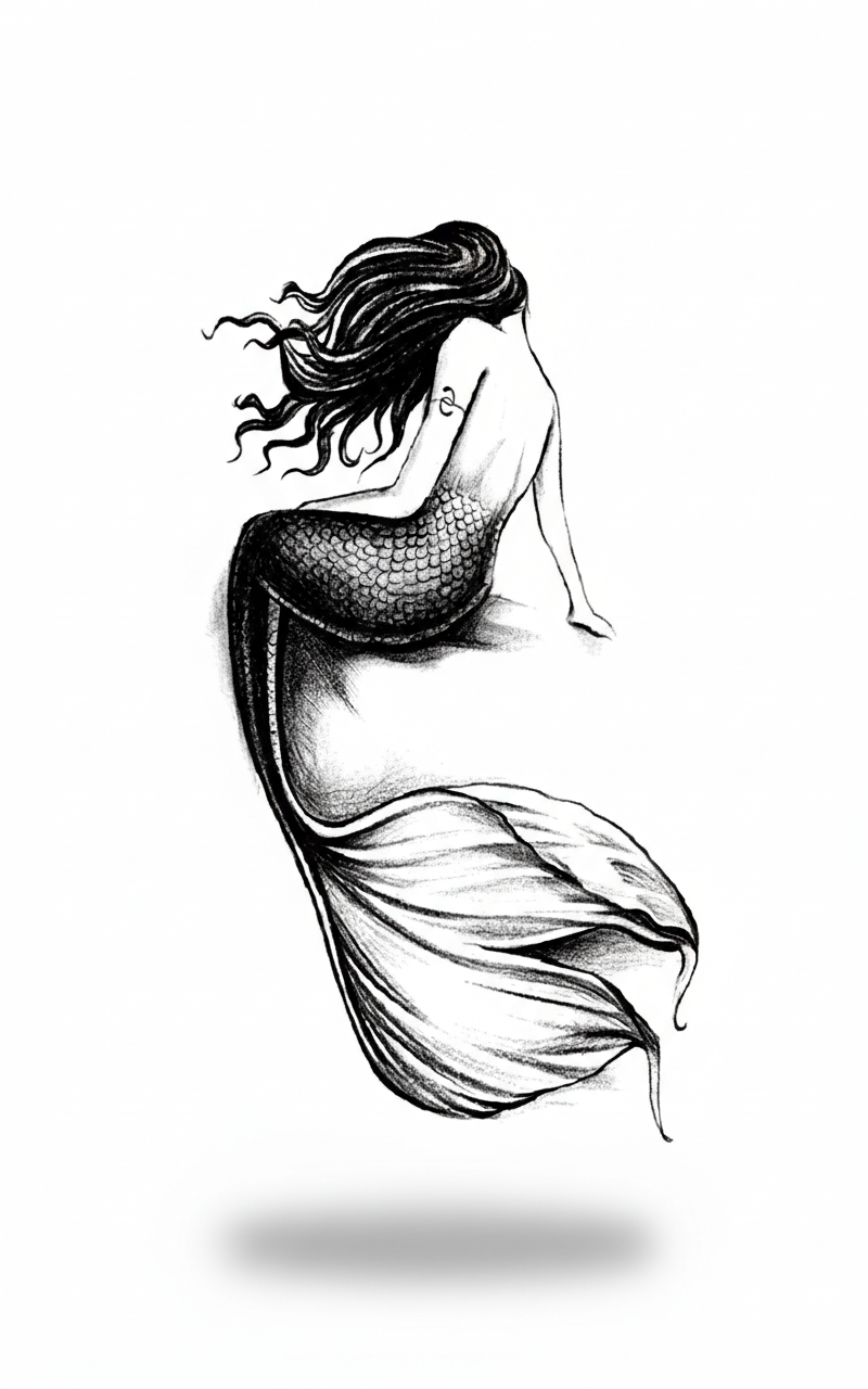 Flowing Mermaid Tattoo